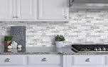 Yoillione 10 Sheets Peel and Stick Wall Tiles for Kitchen, Waterproof Backsplash 3D Vinyl Self Adhesive with Marble Brick Effect, Grey for Bathroom, 12"x12"