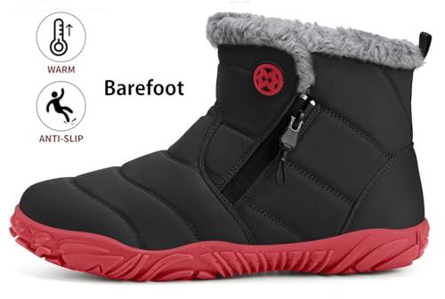 Image of Hsyooes Womens Mens Barefoot Boots Winter Snow Boots Wide Width | Warm Ankle Booties,Fur Lined,Zero Drop Sole,Wide Toe Box