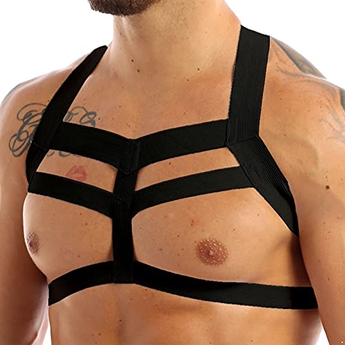 YiZYiF Mens Adults Double Shoulder Straps Elastic Chest Muscle Harness Belt Costume2