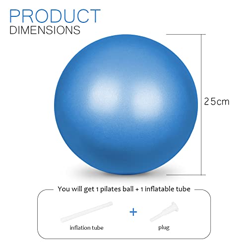 flintronic Gymnastikball Kleiner Pilates-Ball, 25cm Soft Yoga Ball, mit aufblasbarem Strohhalm, Anti-Burst-Übungsball für Yoga, Pilates, Balance, Physiotherapie, Stretching und Core-Fitness