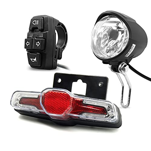 MUSELK Ebike Light Collection with QD139 Frontlight DC50 Taillight DK226 Switch Cable Use for Warning Light Turn Signal and Horn