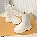 Fashion Mid Calf Boots for Girls:Black Side Zipper Slide On Winter Warm Shoes Faux Leather Water Resistant Riding Footwear（Size1.5,White