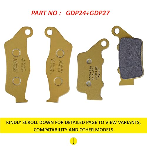 Image of NIKAVI GDP24+GDP27 Front & Rear Sintered Brake Pads | Heavy-Duty Disc Pads Compatible for Bajajj Pulsar 220 (New Model) | High Performance, Low Noise, Long Life Motorcycle Brake Pad Set