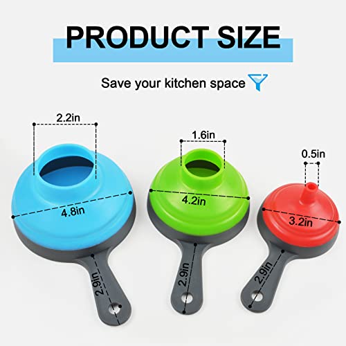Kitchen Funnel Canning Funnels For Filling Bottles Collapsible Funnels Silicone Food Funnel For Kitchen Use Mason Jars Small Funnel For Powder, Set Of 3 (Food Grade) #TOP1