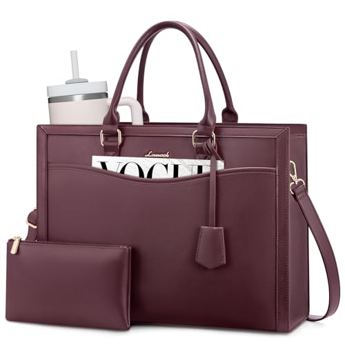 Image of LOVEVOOK Laptop Tote Bag for Women, Office Work Bag Briefcase fit for 17.3 inch Laptop, Teacher Computer Bag Handbag,Purple