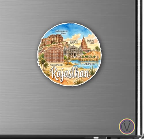 Image of Rajasthan Textured Finish Acrylic Fridge Magnet- UV Texture Printed, Stylish Multicolor Magnet for Fridge, Wardrobe & Metal Surfaces, Pack of 1 (Rajasthan 1)