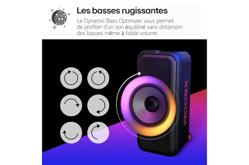 LG xboom Enceinte Bluetooth Puissant PartyBox Karaoke Grosse Enceinte Bluetooth Lumineuse Portable à roulettes Enceinte Bluetooth Portable Exterieur Bluetooth et Application DXL7T - vue 4