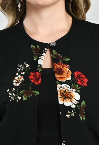 Image of Women's Black Floral Printed Short Jacket for Casual, Party