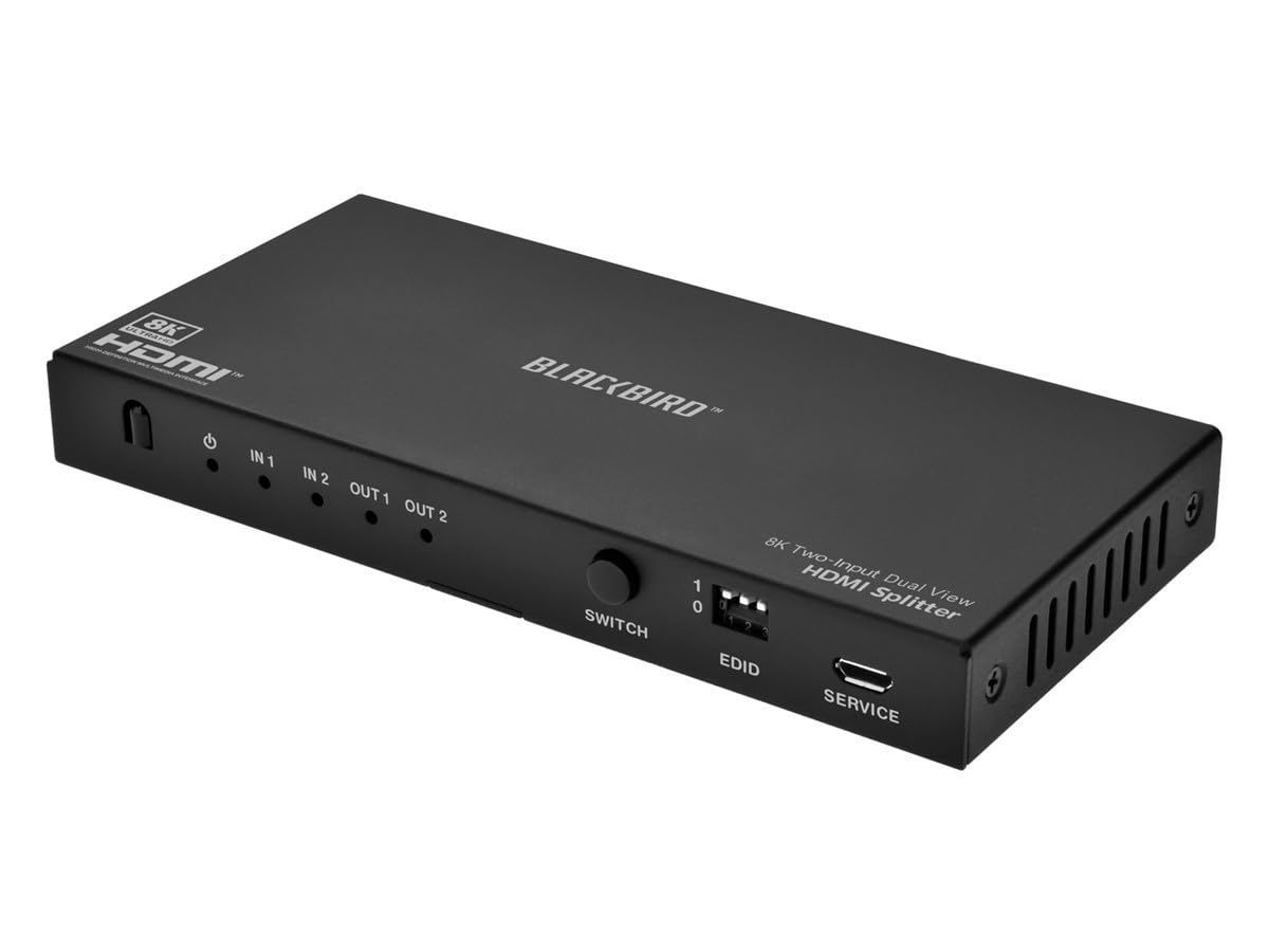 Monoprice Blackbird 8K Dual Function Splitter/Switch (1x2 Splitter o 2x1 Switch), 8K@60, 4K@120, 40Gbps, HDR, HDMI 2.1, HDCP 2.3, EDID