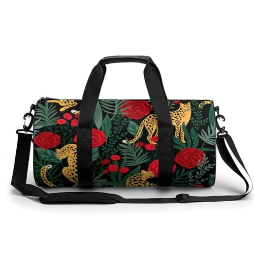 Sac de voyage de sport gym week-end rose léopard duffel bag 45cm