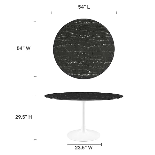 Image of Modway Lippa Dining Table, 54 inch, White Black