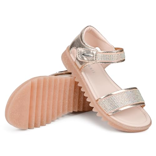 Girls Sandals Cute Glittery Open Toe Flats Dress Sandals3