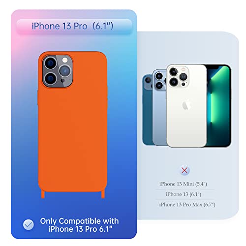 Image of Compatible with iPhone 13 Pro Case with Lanyard Crossbody iPhone Case with Strap 13 Pro Adjustable Shockproof Drop Protection Silicone Phone Cover for iPhone 13 Pro 6.1'' Neon Orange