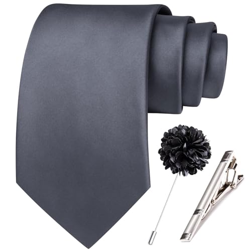 Image of Hi-Tie Men's Extra Long Solid Satin Tie Set 63 Inch /70 Inch Formal Necktie
