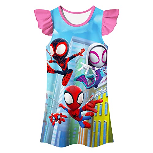 Girls Cartoon Summer Dress Toddler Super Hero Outfit Kids Amazing Clothes for 2-7 Years