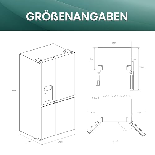 Hisense RS818N4TFE Side-by-Side Kühl-Gefrierkombination /179 cm/Inverter Kompressor/Total NoFrost/Multi Air Flow/Wasserspender mit Wassertank/Kühlteil 417 l/Gefrierteil 215 l/schwarz