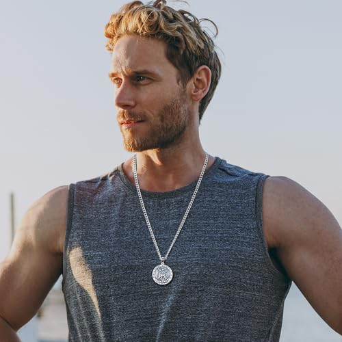 Sterling Silver St. Michael Archangel Amulet Pendant – Men’s Protective Charm Against Evil – Catholic Religious Jewelry oxidized Vintage style4