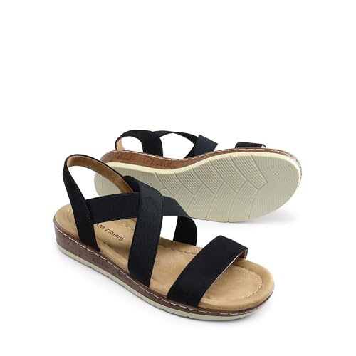 DREAM PAIRS Women's Summer Dressy Low Wedge Heels Comfortable Slip on Casual Flat Sandals for Walking Vacation4