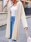 Saodimallsu Kardigan damski, lekki, oversize, długi kardigan, otwarty przód, sweter casualowy, jednokolorowy płaszcz z dzianiny, morela, L