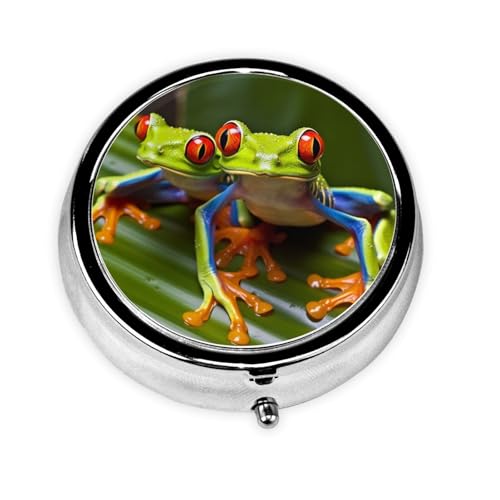 Kthsnskl Runde Pillendose Rotaugenlaubfrosch 2 Fächer
