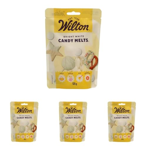 Wilton Candy Melts Blanco Brillante Caramelos para Derretir con Sabor Dulce y Cremoso para Moldear, Sumergir y Decorar, Optimas para Cake Pops, Dulces, Tartas y Postres Revestidos, 125 g