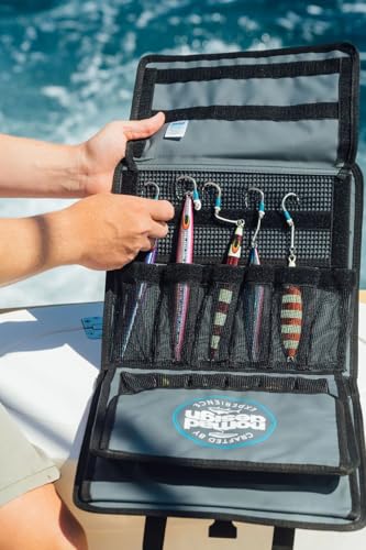 Nomad Design Jig Wallet - Fishing Lure Organizer with Hook Mesh Storage System, 12 individual mesh pockets Waterproof Jig Storage Bag with Optional Insert Sleeve2