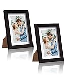 Brozigo 5x7 Picture Frame 2 Pack Photo Frame Black for Wall and Tabletop Display, Family Picture Fra