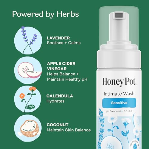 Image of The Honey Pot Company - Sensitive Feminine Wash - Herbal Infused - PH Balanced Plant Based Natural Hygiene Products - 5.51 Fluid Oz (Pack of 2)