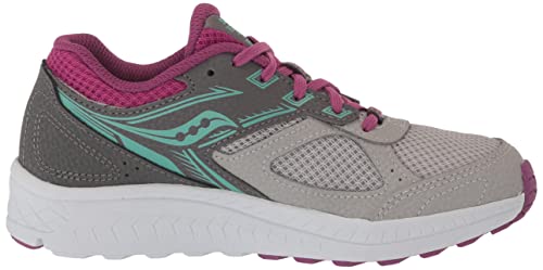 Saucony Cohesion 14 Lace To Toe Running Shoe, Grey/Magenta/Turq, 4.5 Wide Us Unisex Big_Kid #TOP5
