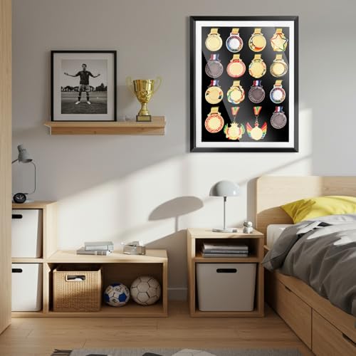 Image of Silipull 16 Medal Display Case, 20.87 x 16.93 Inch Medal Shadow Box Frame Large 3D Wall Mounted Acrylic Display Case with 98% UV Protection for Marathon Triathlon Runners Soccer All Sports Medals