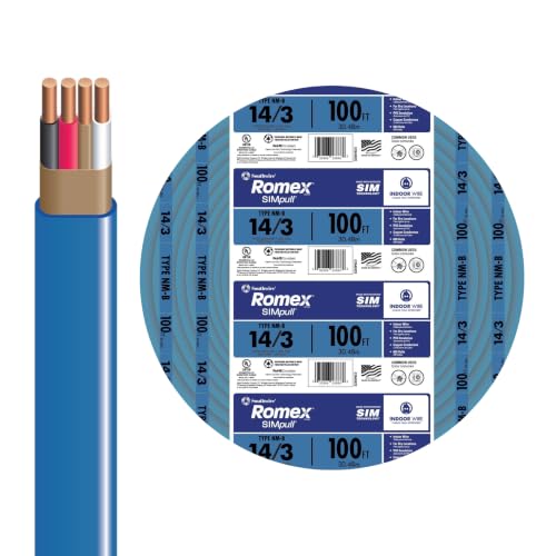 Southwire Romex SIMpull Wire 14 Gauge 3 Conductor 100 Ft W/G NM-B Cable Blue 63946928