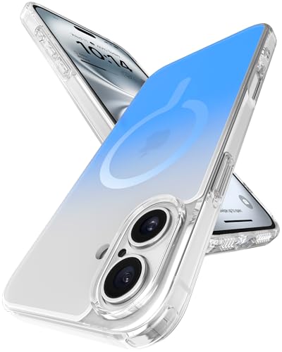 Image of eller sante Maven Magpro Back Cover Case for iPhone 16 Plus Scratch Resistant Camera Screen Protector TPU Shockproof 10ft Drop Protection Support Mag-Safe Wireless Charging- Blue