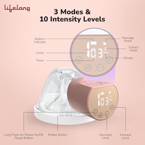 Image of Lifelong Cuppy Milk Wearable Breast Pump Electric for Feeding Mothers - Hands Free Breast Feeding Machine |Rechargeable| BPA free| 3 Modes 10 levels | 18, 21, 24 Flange Size| 1 Yr Warranty on Motor