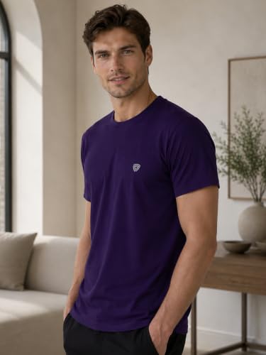 Image of Lux Cozi Men Cotton Half Sleeves Round Neck Regular Fit Casual T-Shirt