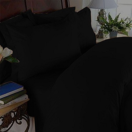 Elegant Comfort 4 Piece 1500 Thread Count Luxurious Ultra Soft Egyptian Quality Coziest Sheet Set, Queen, Black