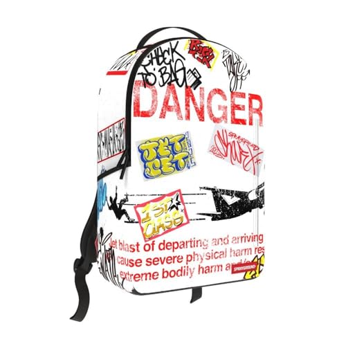 Sprayground Jetblast Tag DLXSV Backpack, OS, White/Multicolor, Unisex, 100% PVC, Multiple Compartments, Streetwear Design