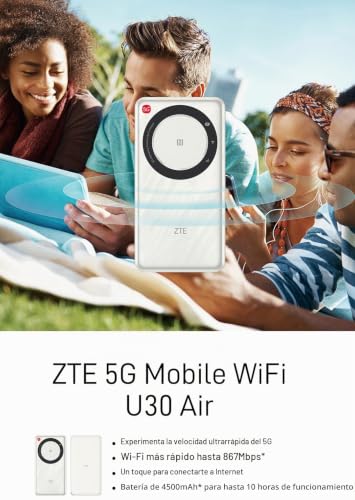 Miniatura 5 de Zte 5g Pocket Wifi U30 Air 4500mah Tipo-C 867mbps 2.4 5ghz Dual Band Portable Hotspot 5g 4g Lte Tarjeta Sim Router Móvil - Blanco
