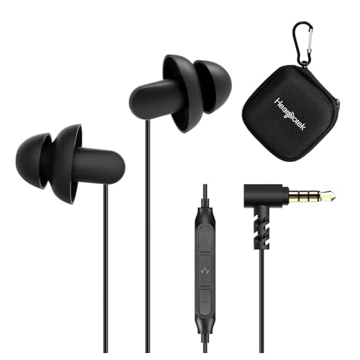 Sleep Earbuds, Hearprotek 2 Pairs Ultra Soft Lightweight Silicone Sleeping Earphone Headphones with Volume Control and mic for Side Sleeper, Snoring, Air Travel, Relaxation (Black)