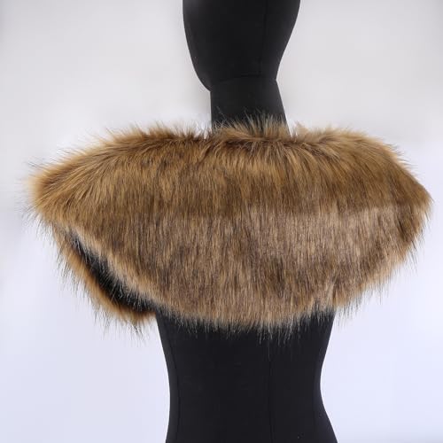 Asudaro Herren Wikinger Umhang mit Kunstfell – Schulterkragen für Mittelalter Krieger Kostüm, Kunstfell Kragen, Wikinger Krieger Schulterüberwurf Männer Schal Capelet Wrap Kostüm Accessoire Braun
