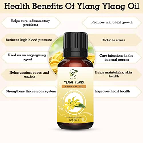 Image of VIRTUAL Ylang Ylang Essential Oil 15ml Pure Natural Therapeutic Grade Aromatherapy Oil for Hair Skin Face Care Diffuser Massage Use