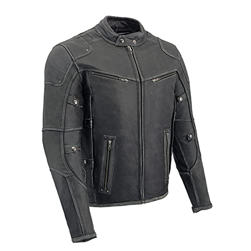 Image of Milwaukee Leather Men's Black Cowhide Quilted Pattern Scooter Style Racing Jacket MLM1545