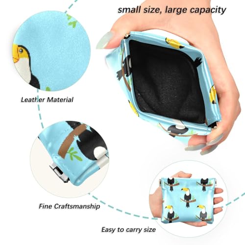 Cartoon Toucans Branches Coin Purse Leather Pouch Change Purse, Squeeze Coin Pouch for Cards, Keys & Lipsticks, Unisex2
