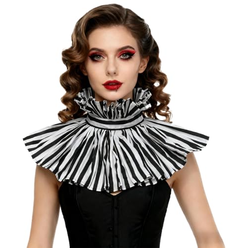 CAMDOM Clown Collar for Adult Vintage Layered Ruffle Neck Collar Cosplay Costume Accessory
