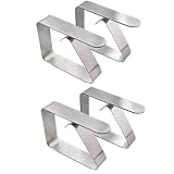 Aliotech 4pcs Stainless Steel Silver Thickened Strong Cloth Clip Tablecloth Clamp Holder Table Cover