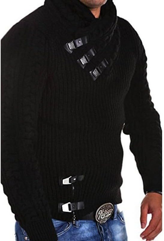 Men's Autumn and Winter Half High Neck Slim Fit Long Sleeve Knitted Sweater