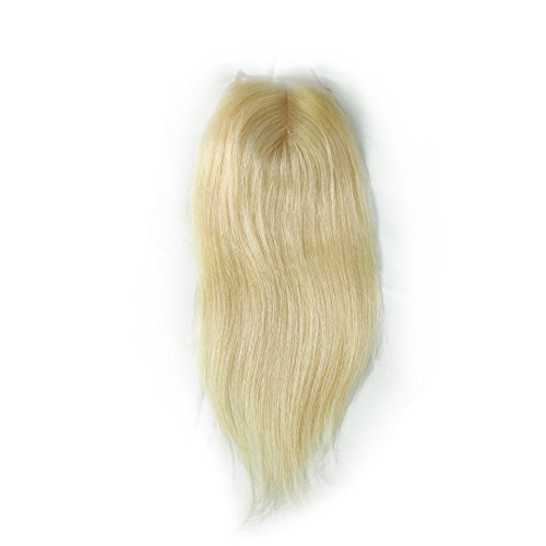 1 Piece Straight Swiss Lace Closure (44) Middle Part Blonde Lace Closure 100% Real Human Hair Color #613 (18 inches)