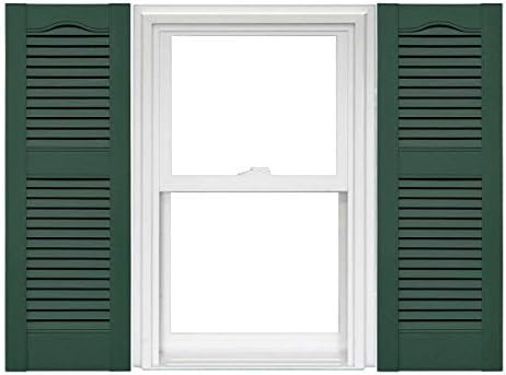 Mid America Open Louver Vinyl Shutters 14.5 x 55 Inch (1 Pair) 028 Forest Green with Mounting Hardware