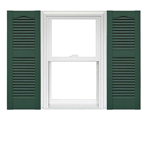 Mid America Open Louver Vinyl Shutters 14.5 x 55 Inch (1 Pair) 028 Forest Green with Mounting Hardware