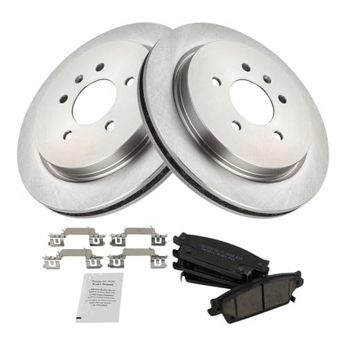 Image of TRQ Rear Brake Pad and Rotor Set Ceramic Compatible with 2006-2007 Cadillac CTS 2005-2009 STS