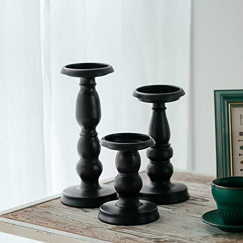 Retro Candle Holder For Pillar Candles Black Candleholder Set Of 3 For Home Mantel Decoration Bar Countertop Decorative Accents #TOP4
